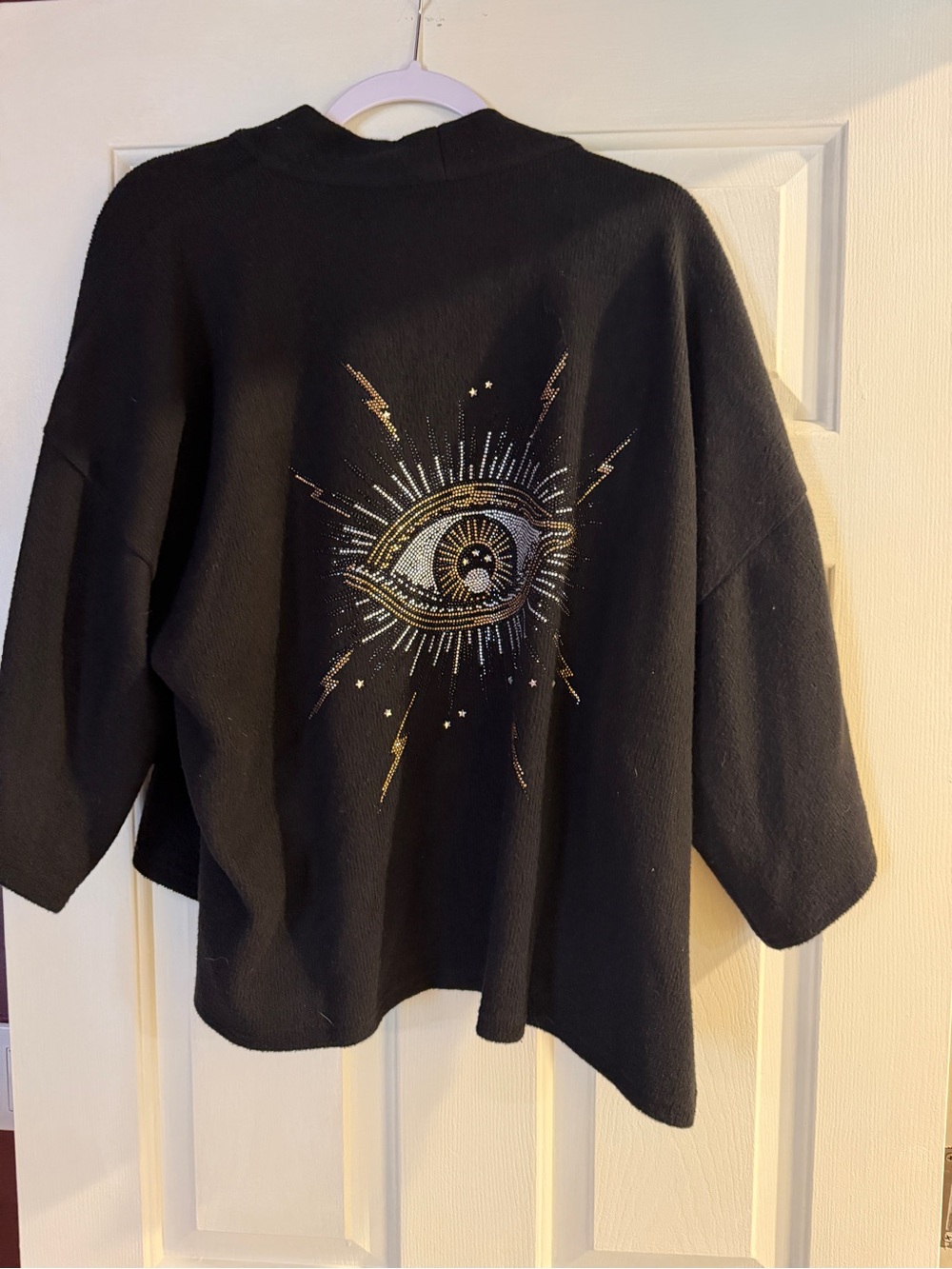 Traffic People Black Evil Eye Kimono Sleeve Sweater